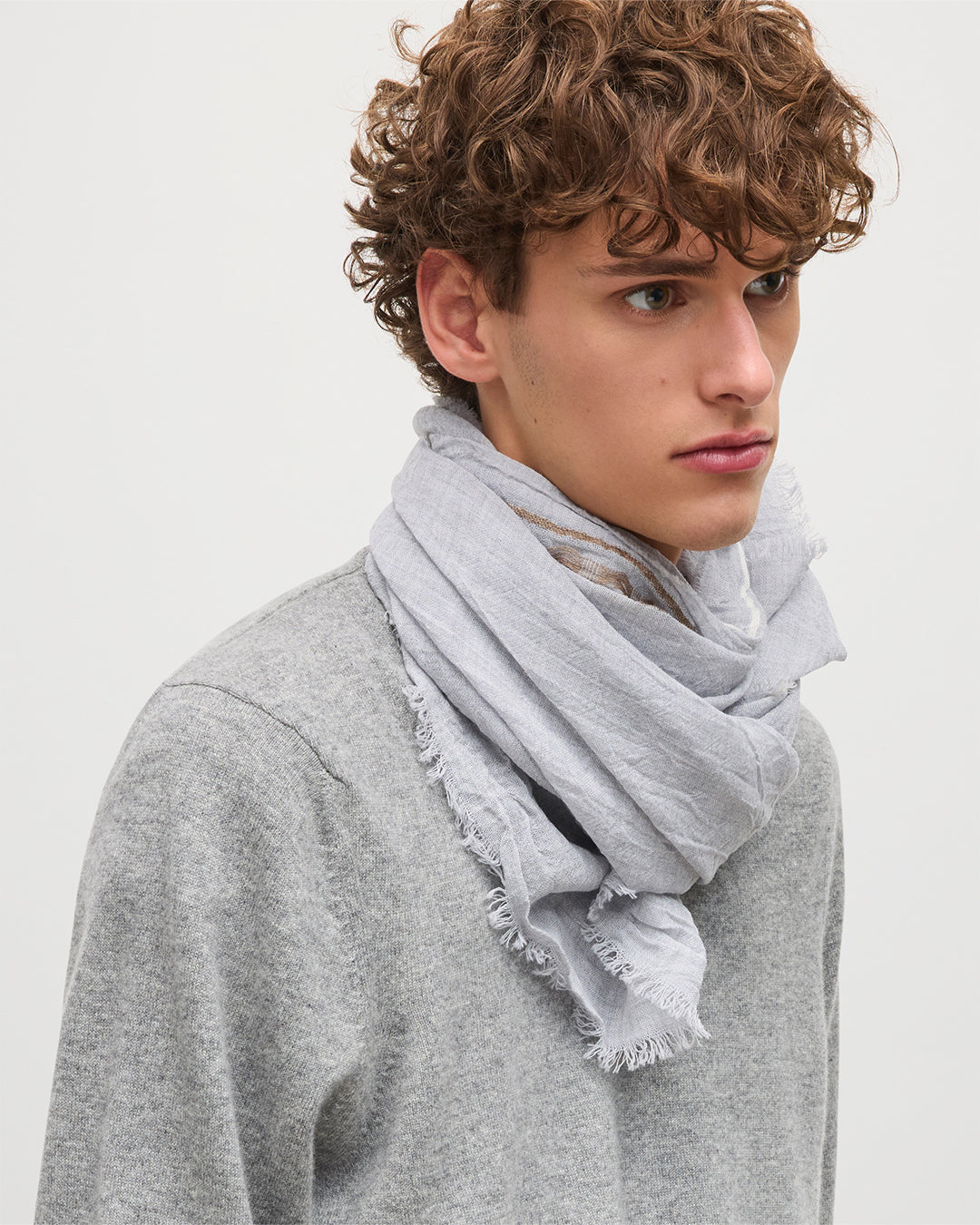 JOHNSTONS OF ELGIN CYRUS FLOAT EDGE SCARF GREY 94% WOOL 4% CASHMERE 2% SILK WB002860RU7712ONE