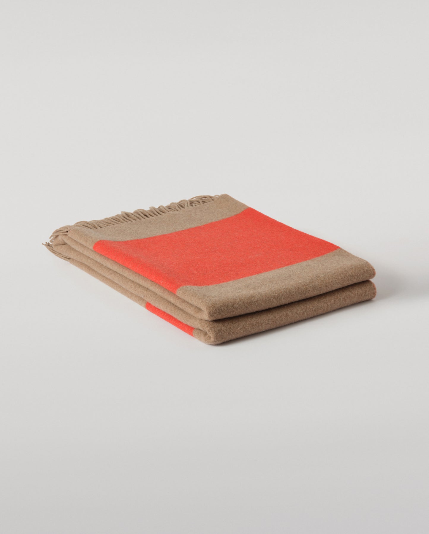 Johnstons of Elgin Stripe Throw in Otter Brown and Red, 90% Wool  10% Cashmere WB002963RU7813ONE