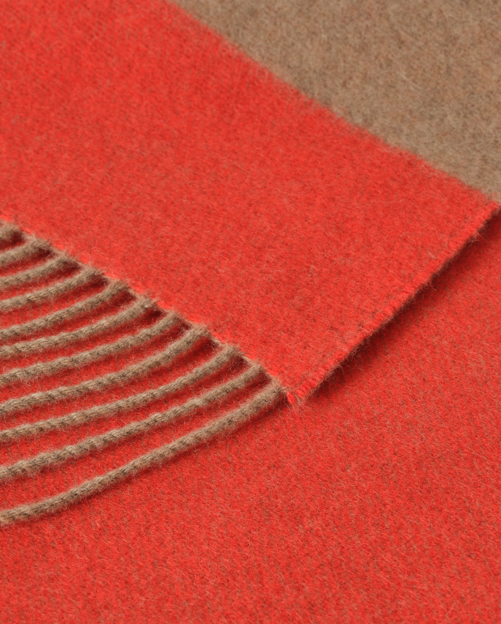 Johnstons of Elgin Stripe Throw in Otter Brown and Red, 90% Wool  10% Cashmere WB002963RU7813ONE
