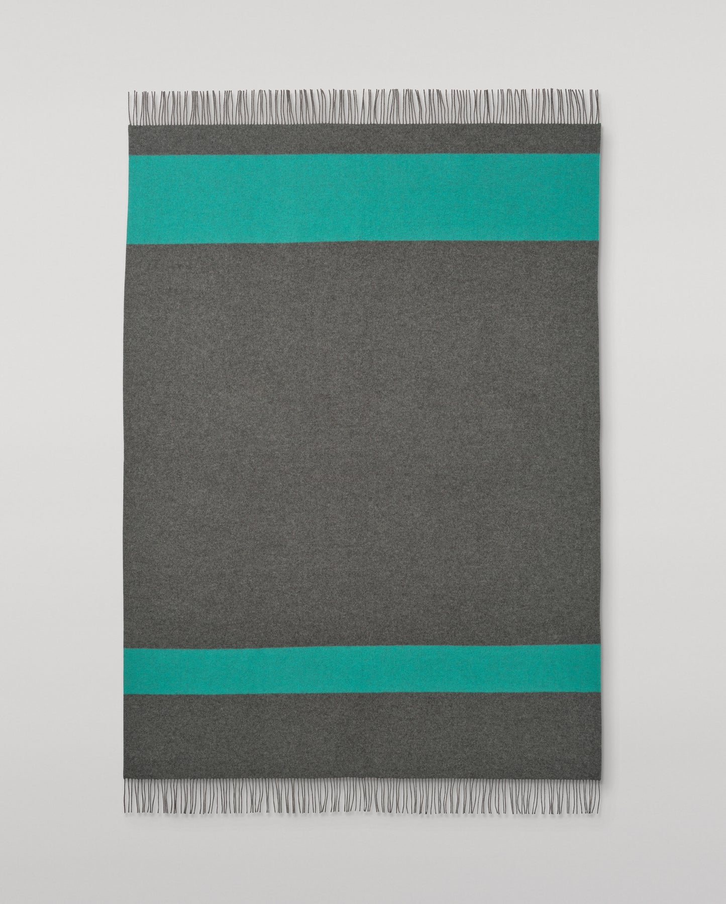 Johnstons of Elgin Green and Grey Stripe Throw 90% Wool 10% Cashmere WB002963RU7814ONE