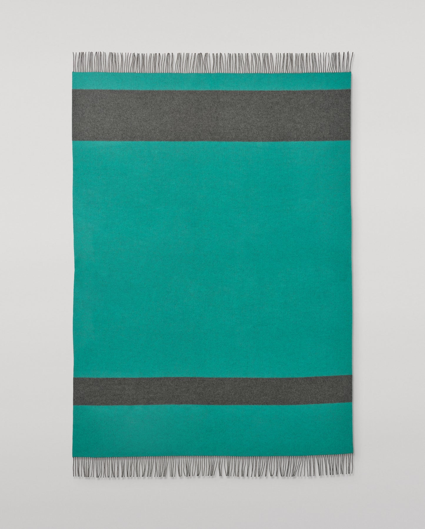 Johnstons of Elgin Green and Grey Stripe Throw 90% Wool 10% Cashmere WB002963RU7814ONE