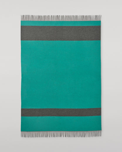 Johnstons of Elgin Green and Grey Stripe Throw 90% Wool 10% Cashmere WB002963RU7814ONE