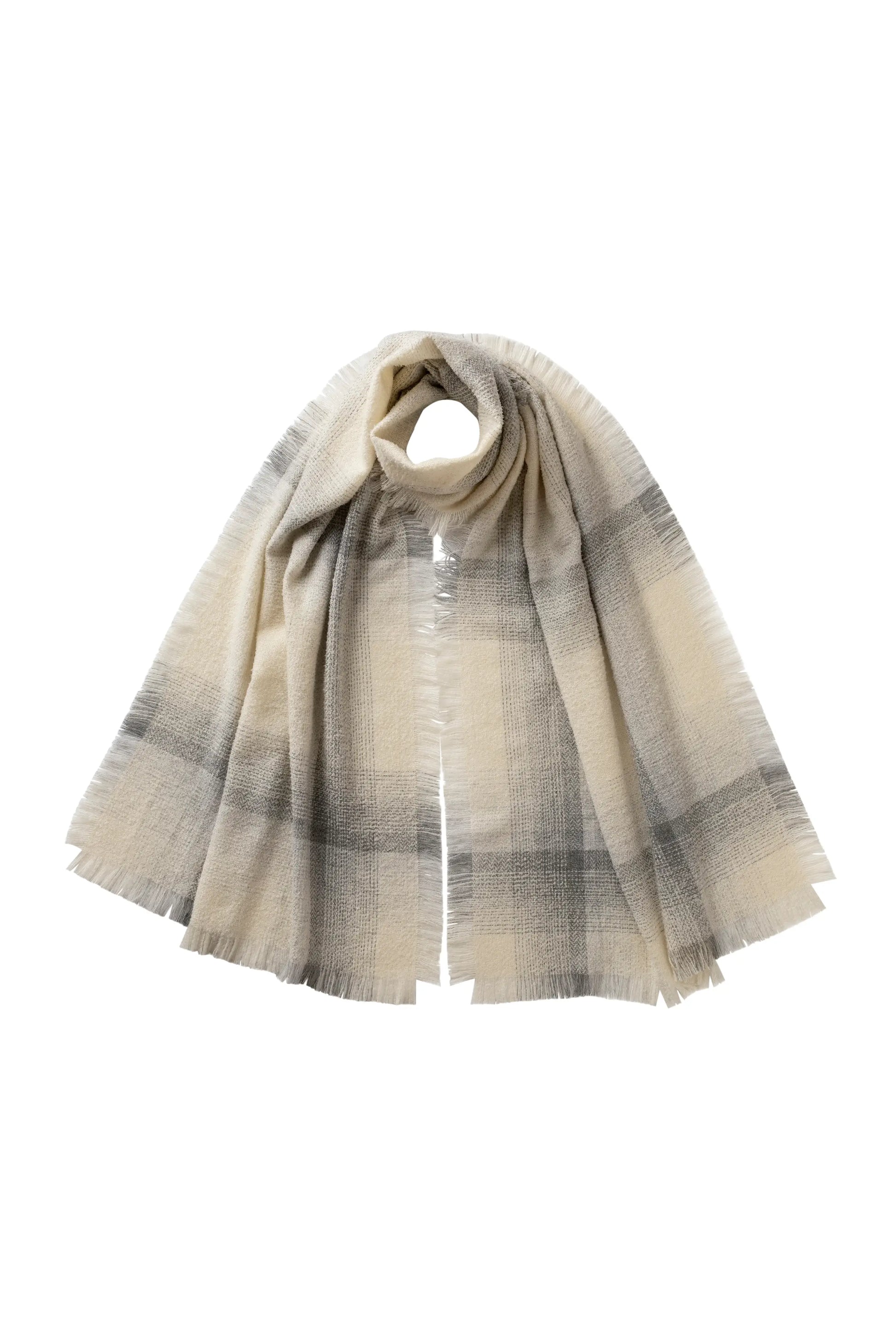 Johnstons of Elgin AW25 Woven Accessories Ecru Blurred Bouclé Scarf WB002789RU7669ONE