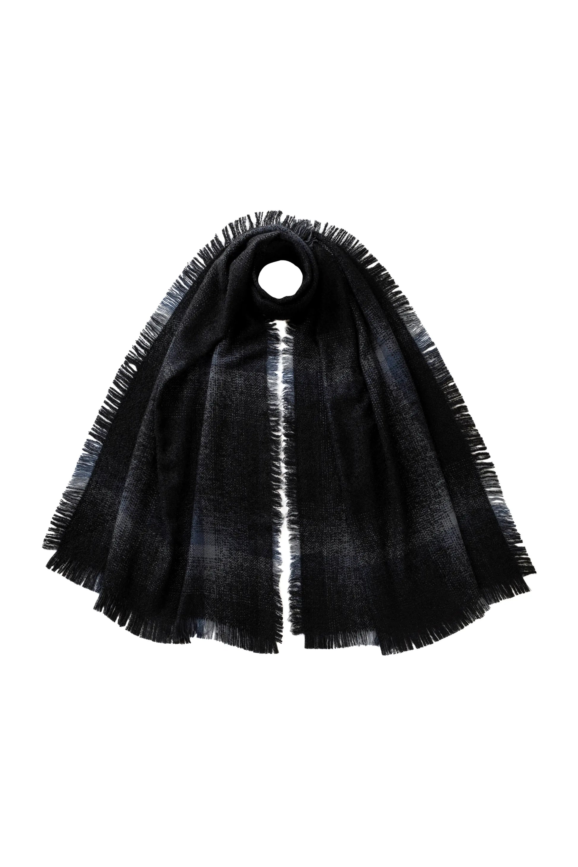 Johnstons of Elgin AW25 Woven Accessories Black Blurred Bouclé Scarf WB002789RU7670ONE