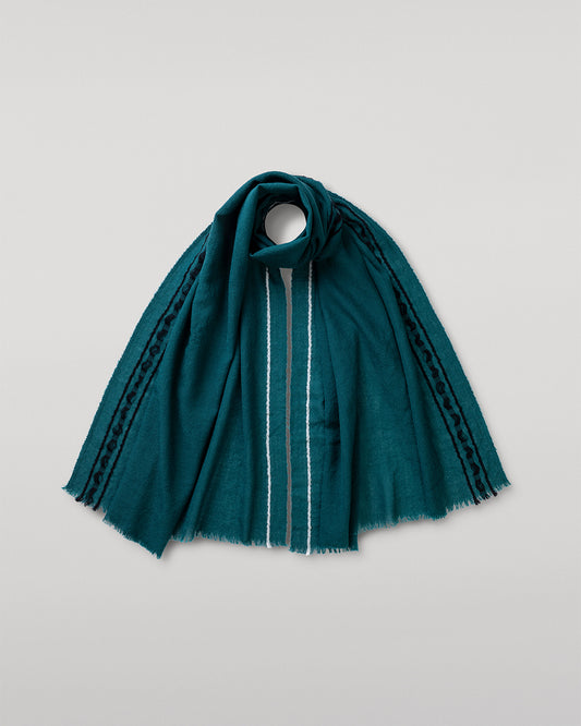 JOHNSTONS OF ELGIN CYRUS FLOAT EDGE SCARF GREEN 94% WOOL 4% CASHMERE 2% SILK WB002860RU7713ONE