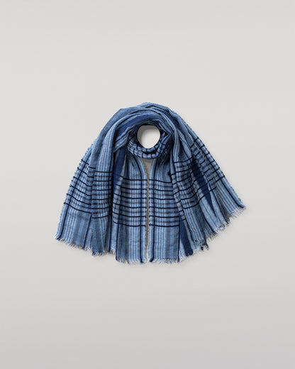 JOHNSTONS OF ELGIN CRAWTON GRAPHIC STRIPE SCARF NAVY 59 % WOOL 24% SILK 17% LINEN WB002861RU7715ONE