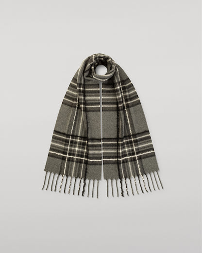 JOHNSTONS OF ELGIN MACH TARTAN SCARF GREY 95% WOOL 4% CASHMERE 1% SILK WB002956RU7776ONE