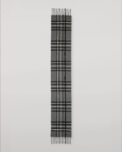 JOHNSTONS OF ELGIN MACH TARTAN SCARF GREY 95% WOOL 4% CASHMERE 1% SILK WB002956RU7776ONE