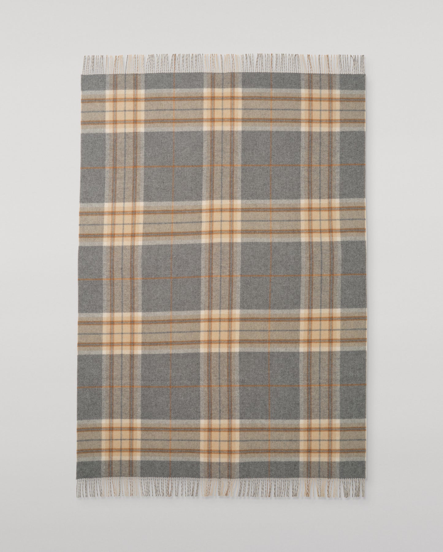 Johnstons of Elgin Interiors Collection Grey & Brown Overcheck Reversible Lambswool Throw WD000021RU6954ONE