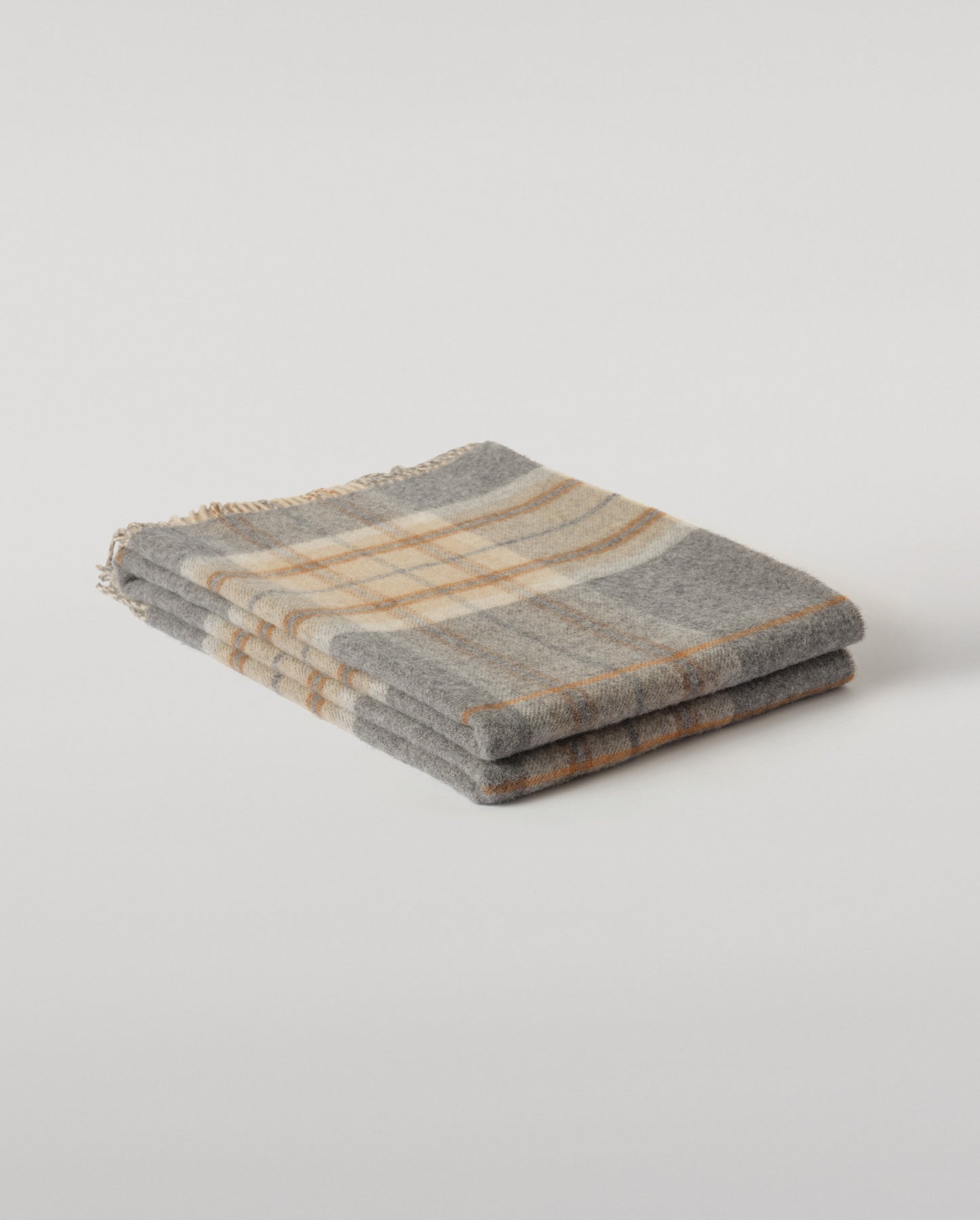 Johnstons of Elgin Interiors Collection Grey & Brown Overcheck Reversible Lambswool Throw WD000021RU6954ONE