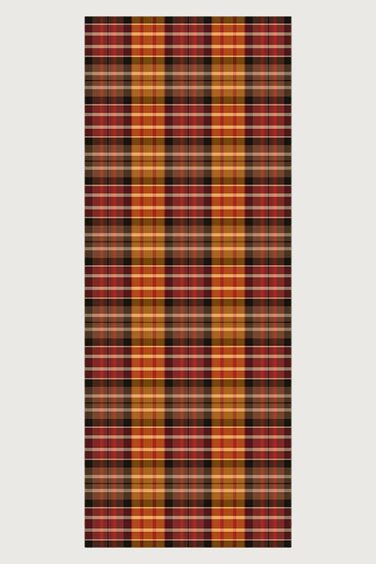 Plaid pattern with red, orange, and black colors on a white background WD001093RU7186ONE