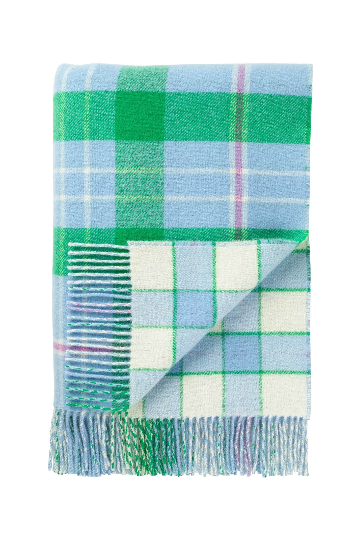 2025 Johnstons of Elgin Interiors Collection Check & Bordered Block Check Vibrant Reversible Lambswool Throw on a white background  WD000021RU7467ONE