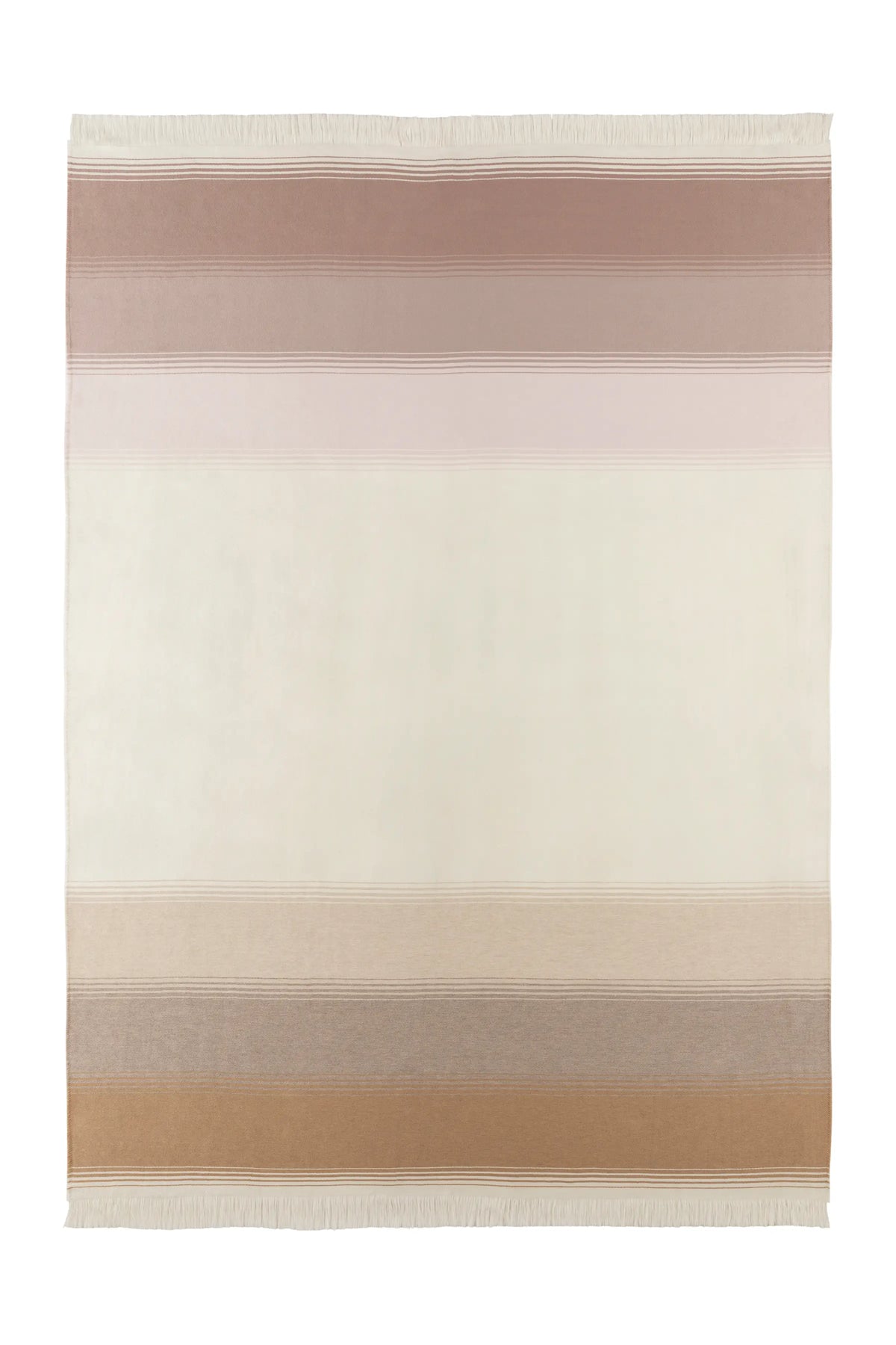 2025 Johnstons of Elgin Interiors Collection Camel & Pink Diffused Stripe Merino Wool Throw on a white background  WD000257RU7610ONE