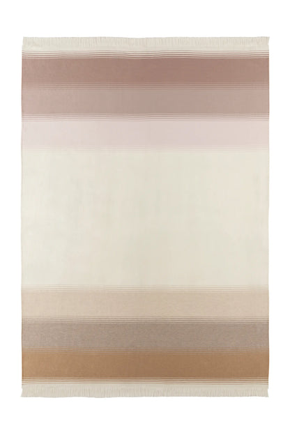 2025 Johnstons of Elgin Interiors Collection Camel & Pink Diffused Stripe Merino Wool Throw on a white background  WD000257RU7610ONE