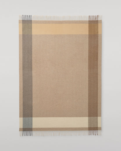 Johnstons of Elgin Block Border 100% Wool Blanket in Natural WDC01871RU7829ONE