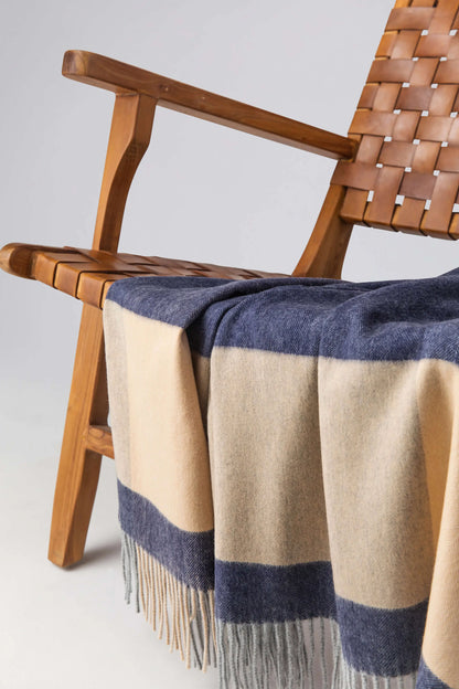 Block Border Wool Throw in Dark