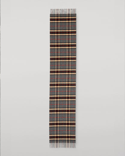 JOHNSTONS OF ELGIN VINTAGE CHECK MERINO SCARF GREY MULTI 100% WOOL WDC01797RU7761ONE