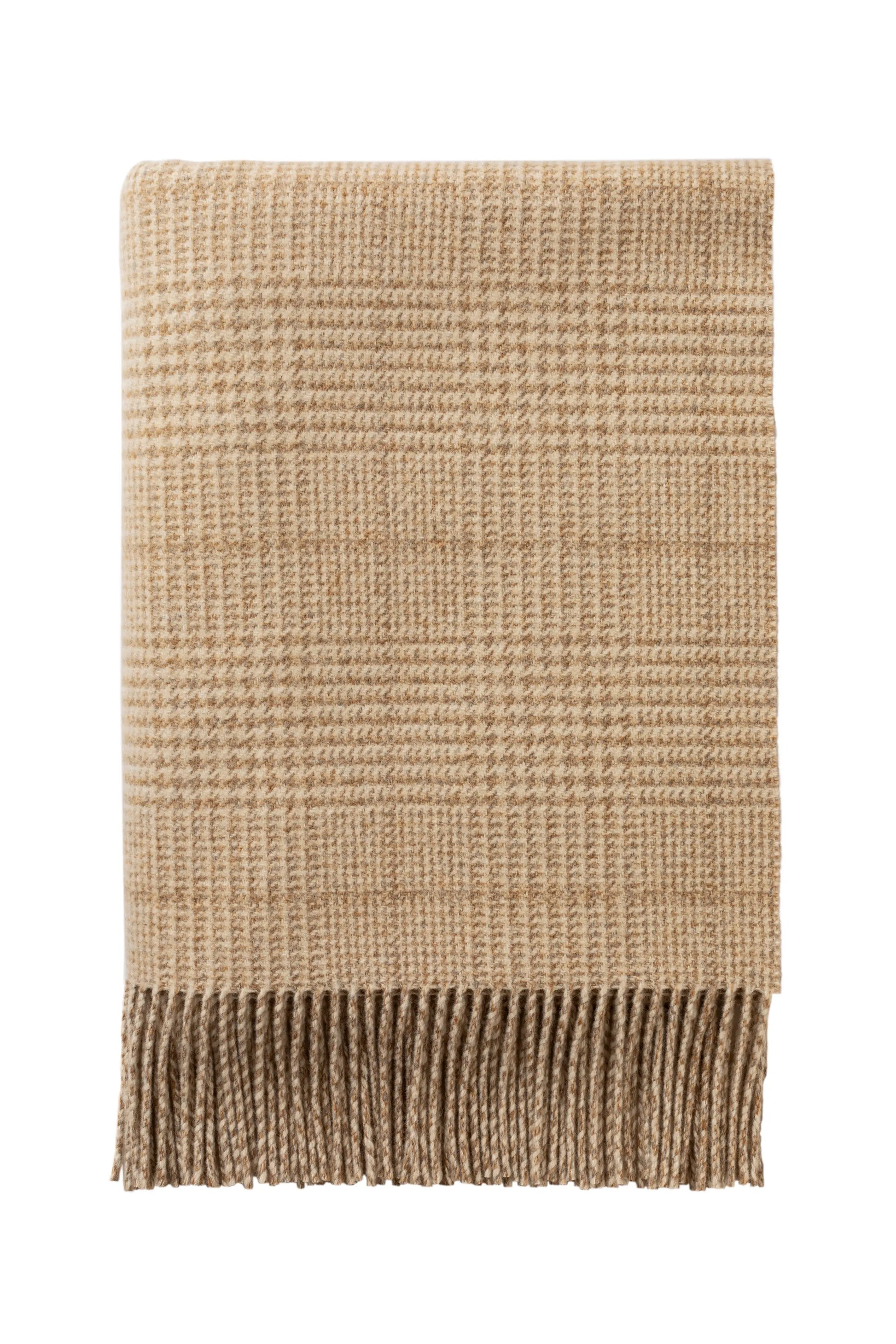 2025 Johnstons of Elgin Interiors Collection Natural Tweed Glen Check Wool Throw on a white background  WDC01930RU7651ONE